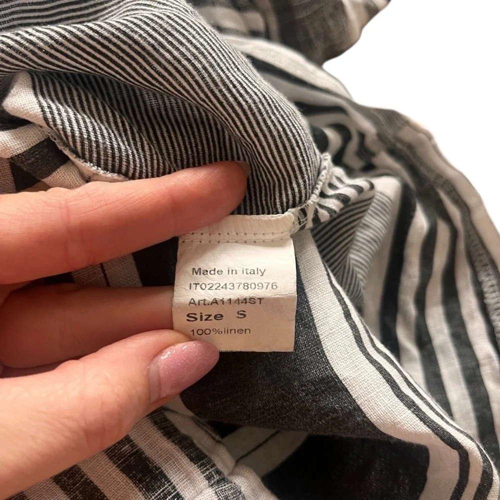 Stella Martini 100% Linen Striped V-Neck Dress/Swimsuit‎ Coverup Size Small